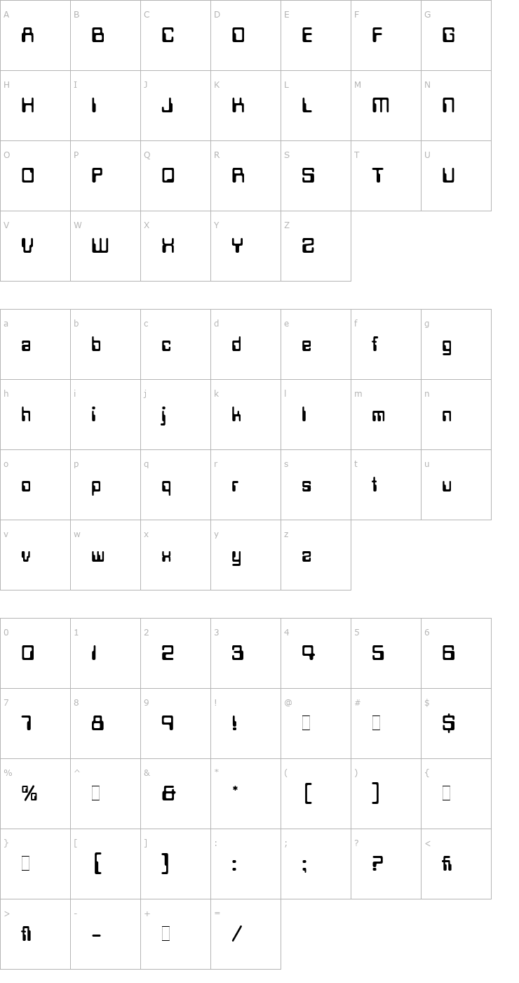 Character Map Data 70 LET Font