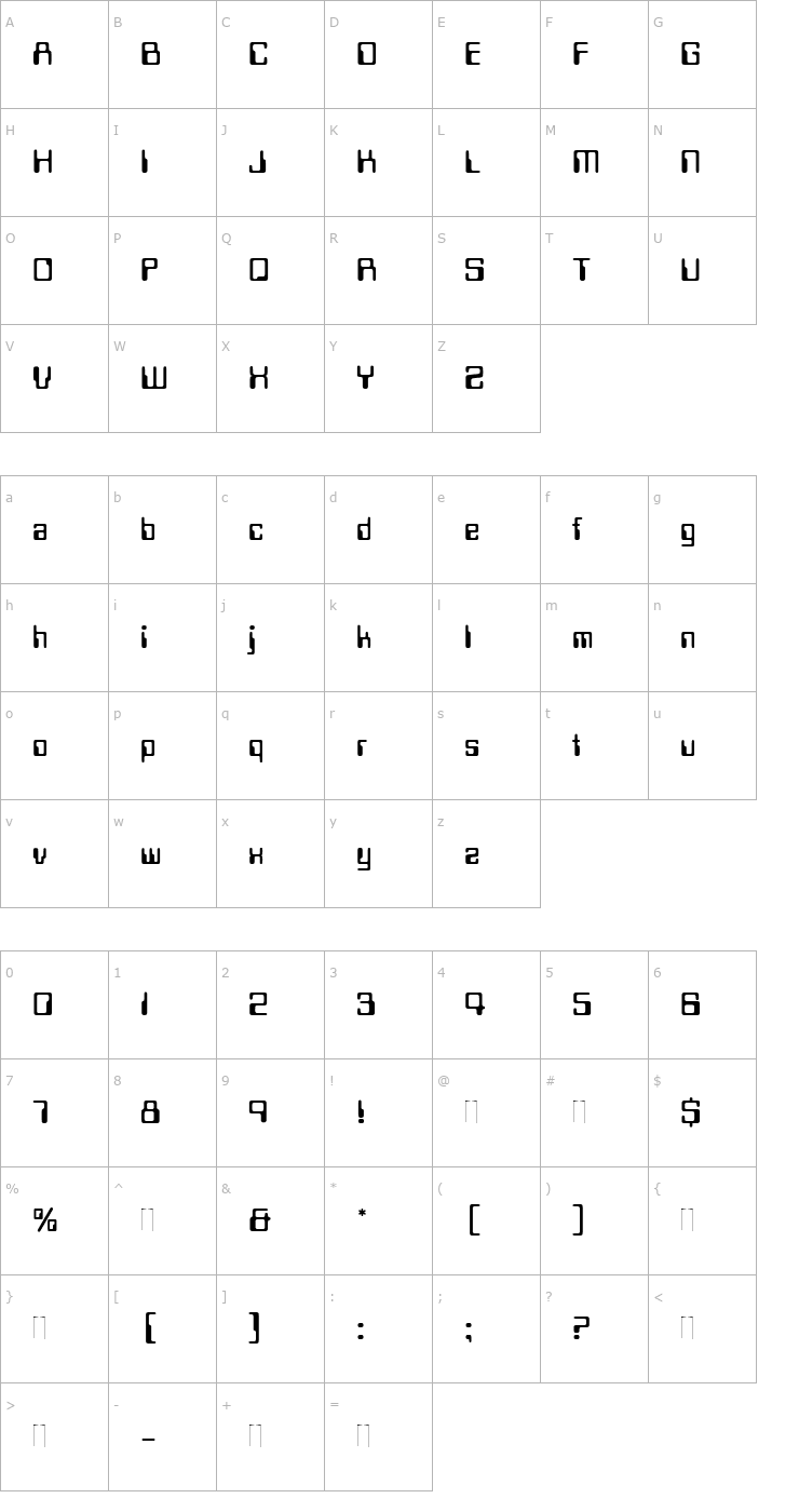 Character Map Data Seventy Plain Font