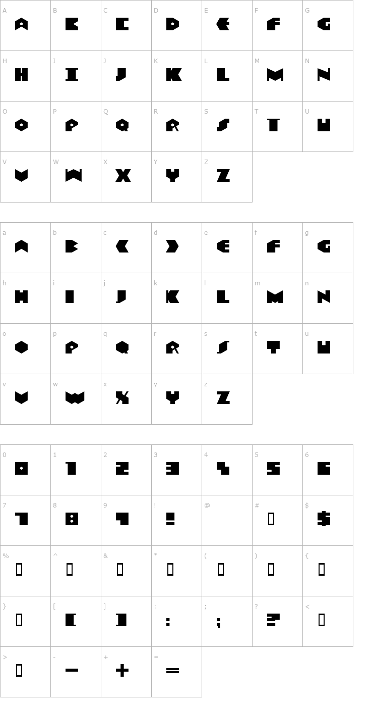 Character Map Data Transfert Font