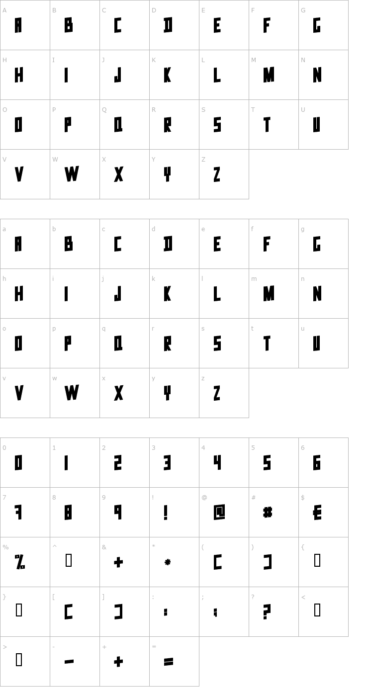 Character Map Data Trash #2 Font