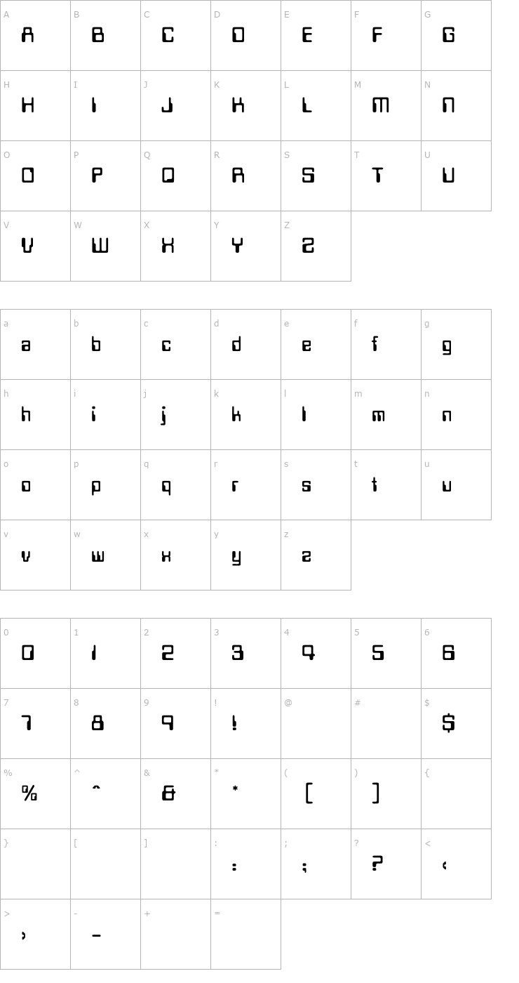 Character Map Data70Plain Font
