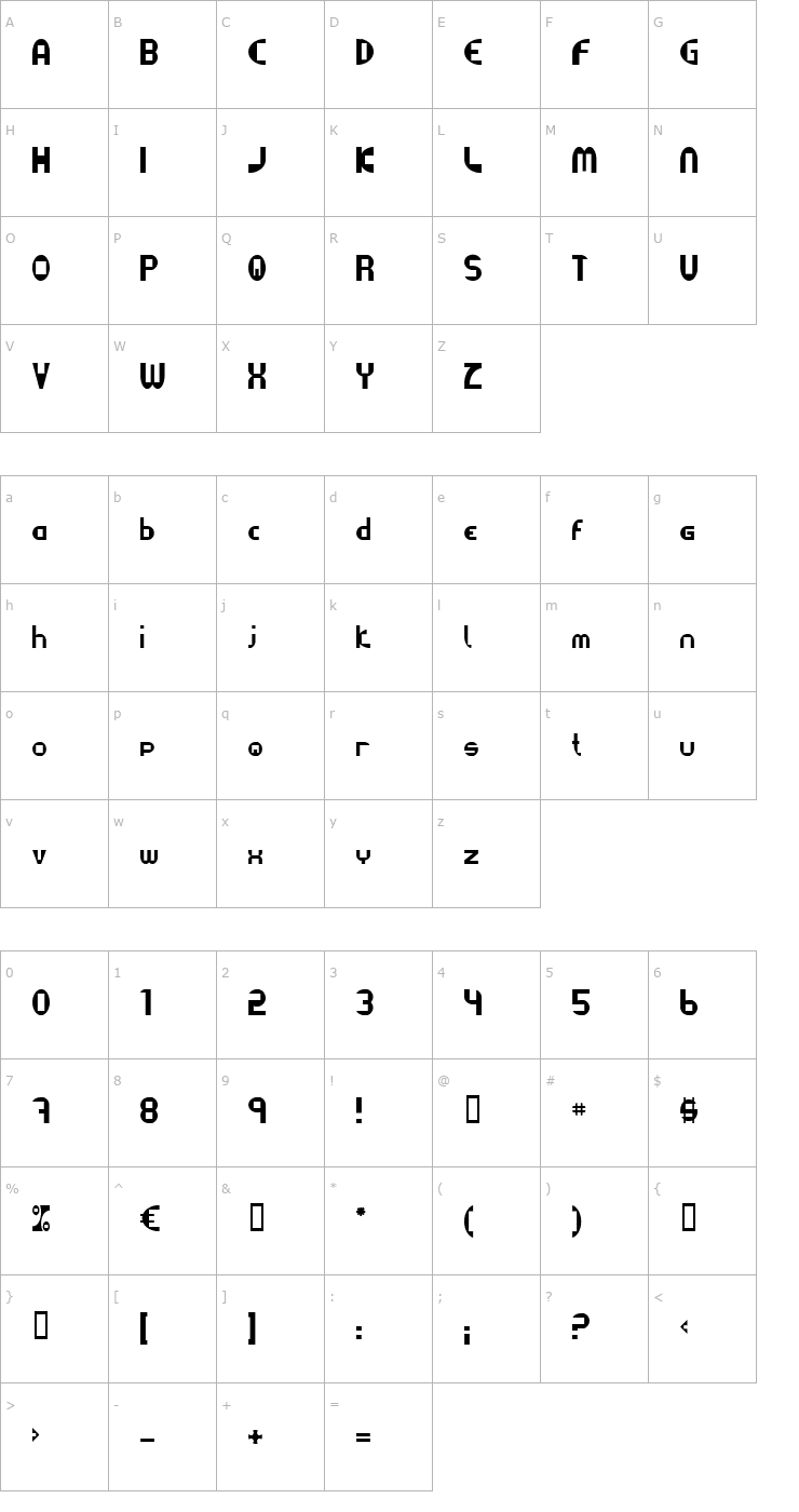 Character Map Datacut Font