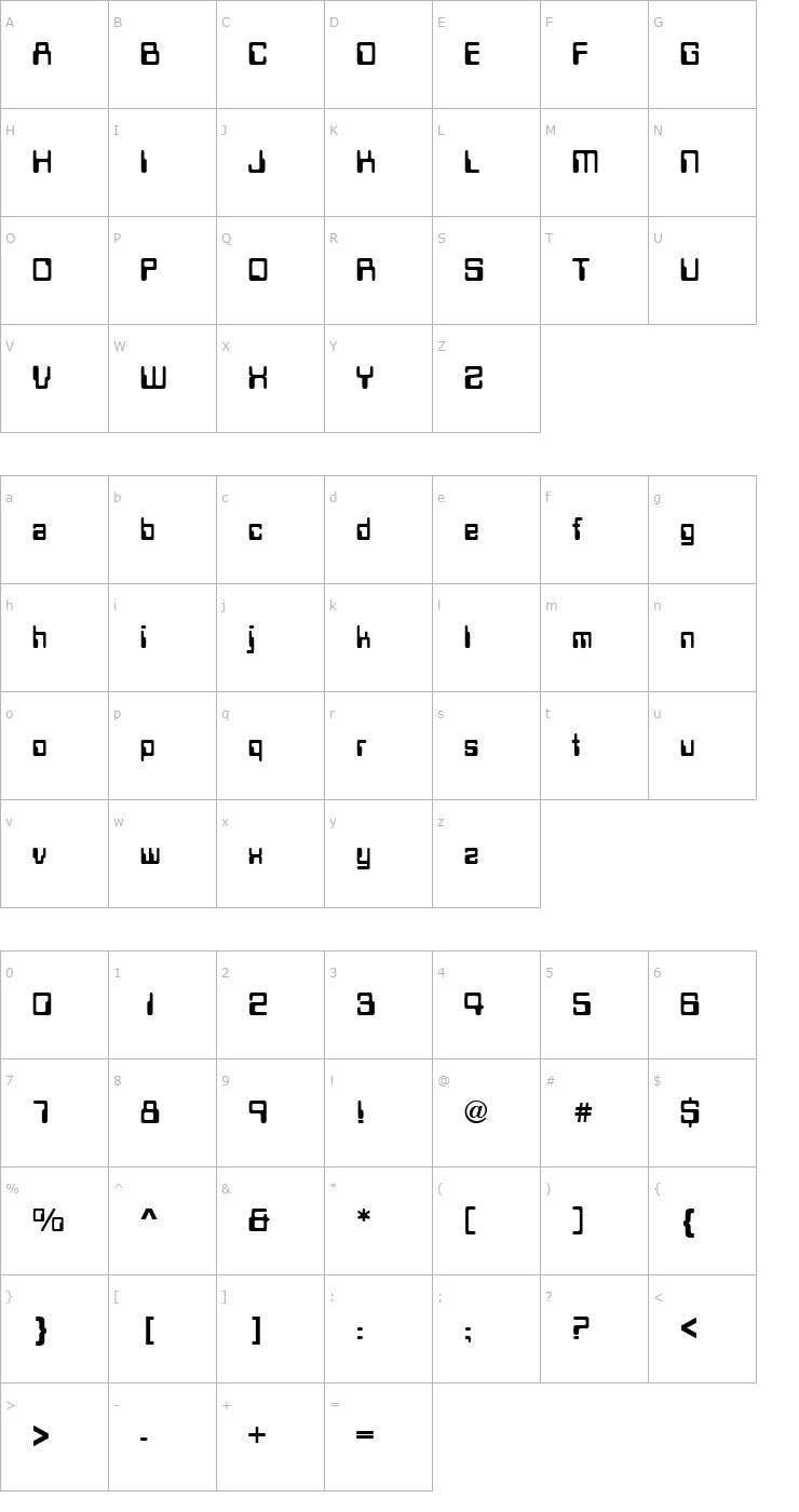 Character Map Datalook Regular Font