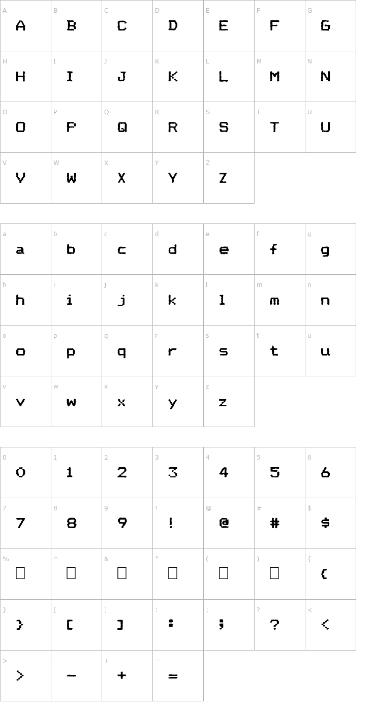 Character Map Datmatrix Font