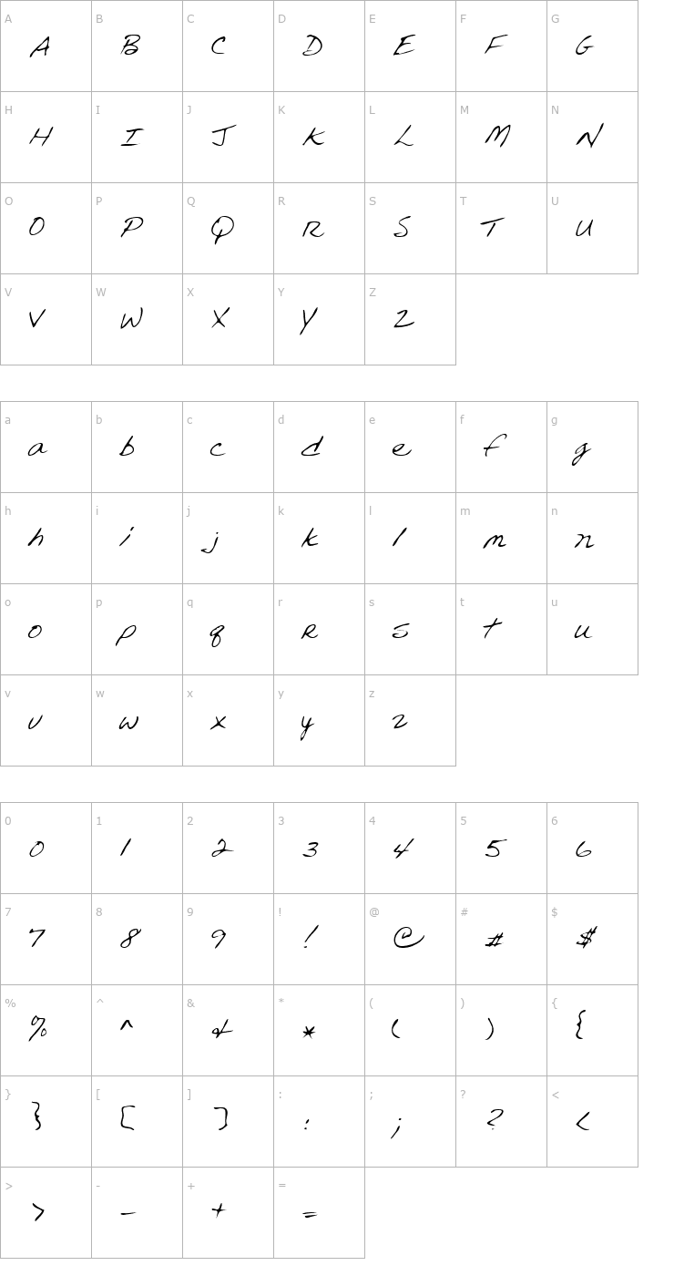 Character Map Dave Regular Font