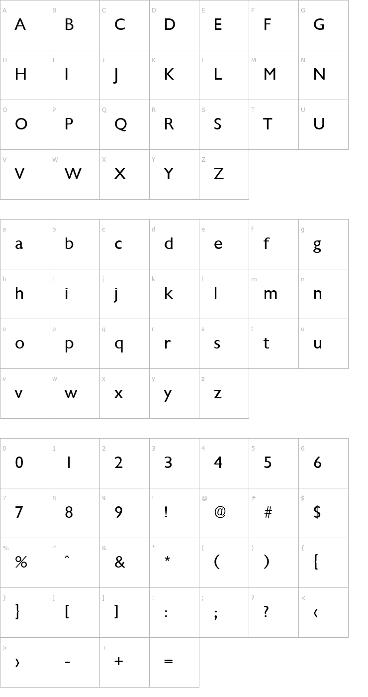 Character Map DavidBecker Font