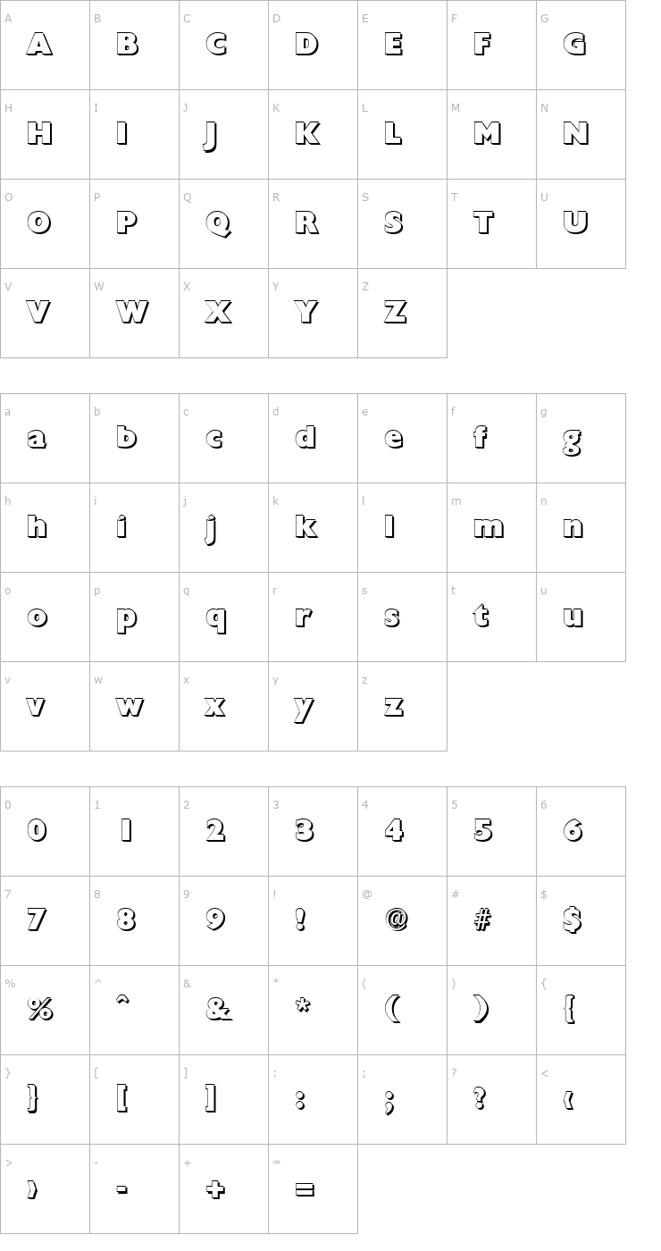 Character Map DavidBeckerShadow-Heavy-Regular Font