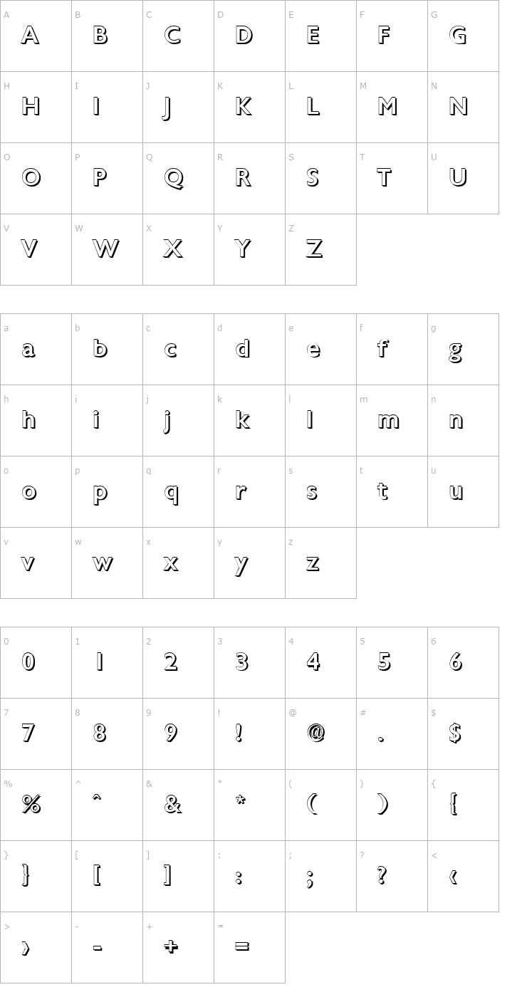 Character Map DavidBeckerShadow-Medium-Regular Font