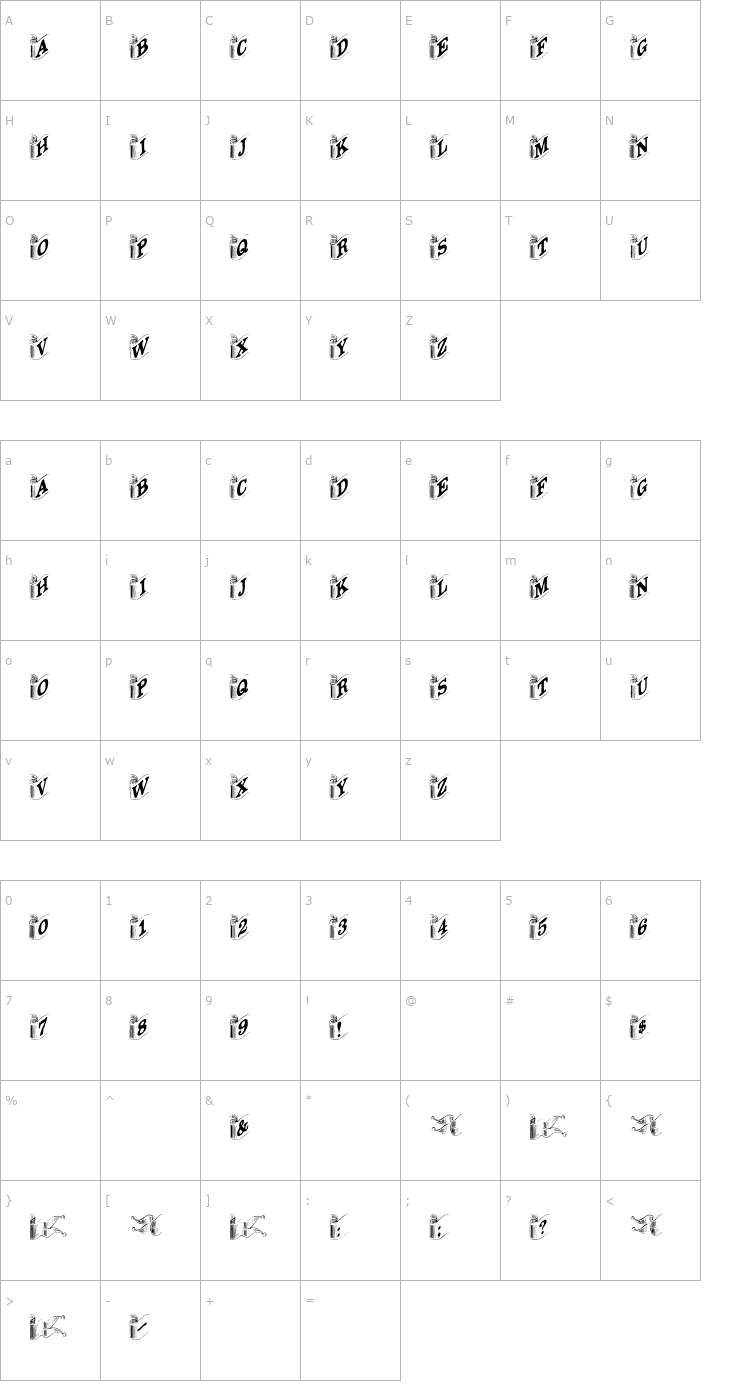 Character Map Davys-Ribbons Font