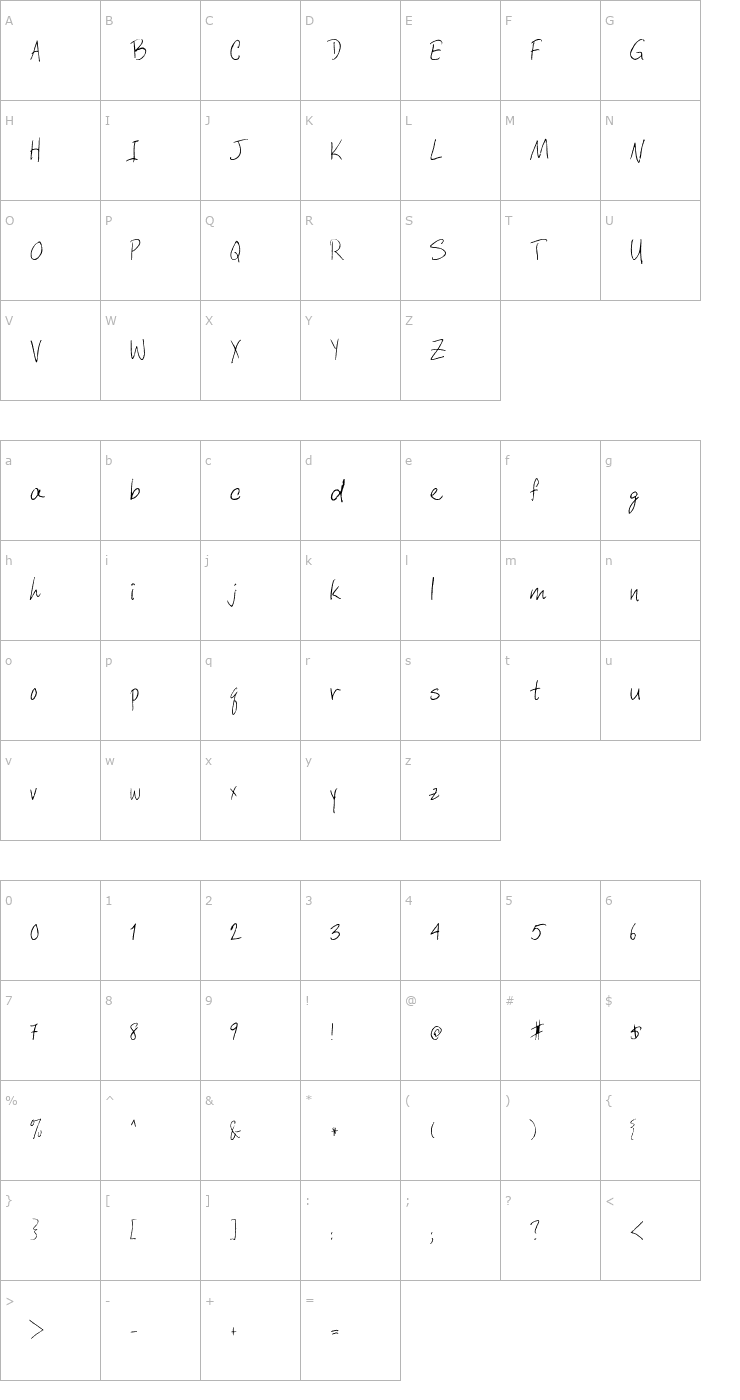 Character Map DavysCrappyWrit Font