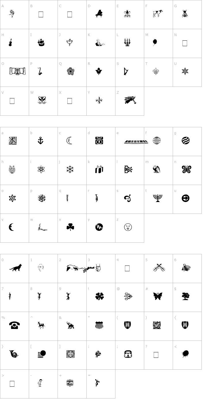 Character Map DavysOtherDingbats Medium Font