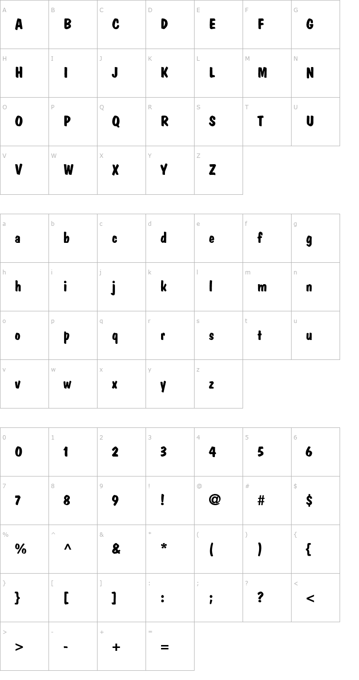 Character Map DawnCastle Bold Font