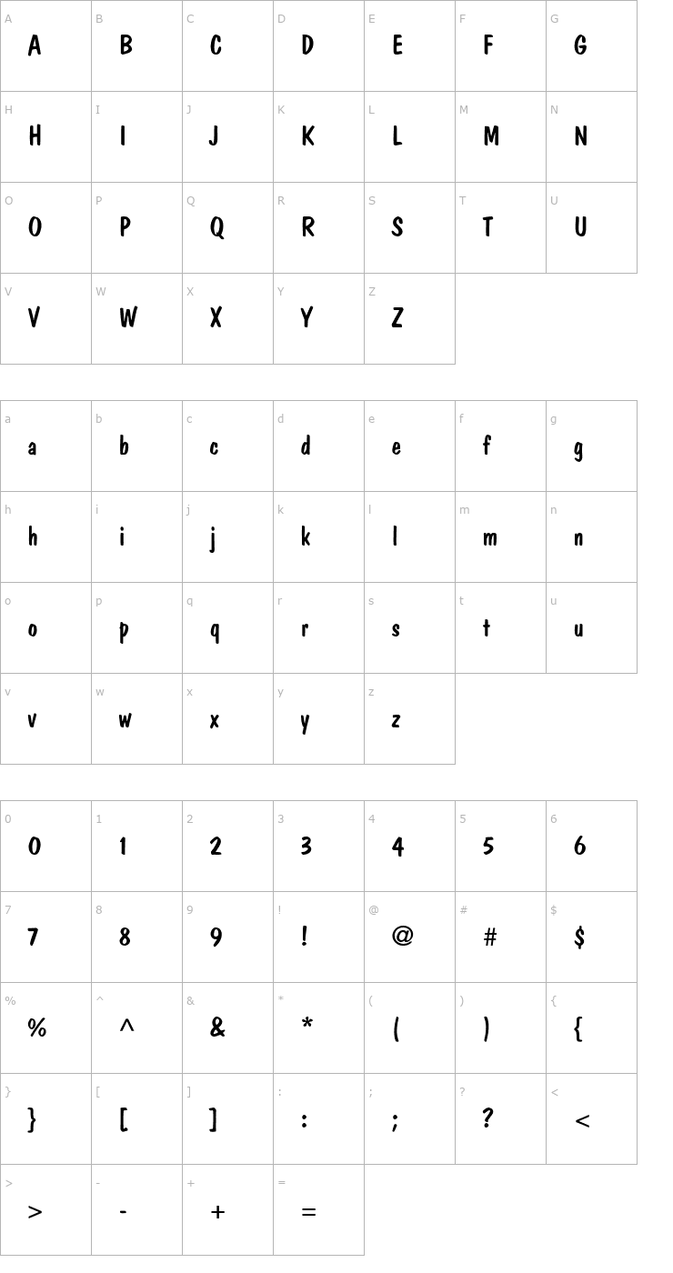 Character Map DawnCastle Font