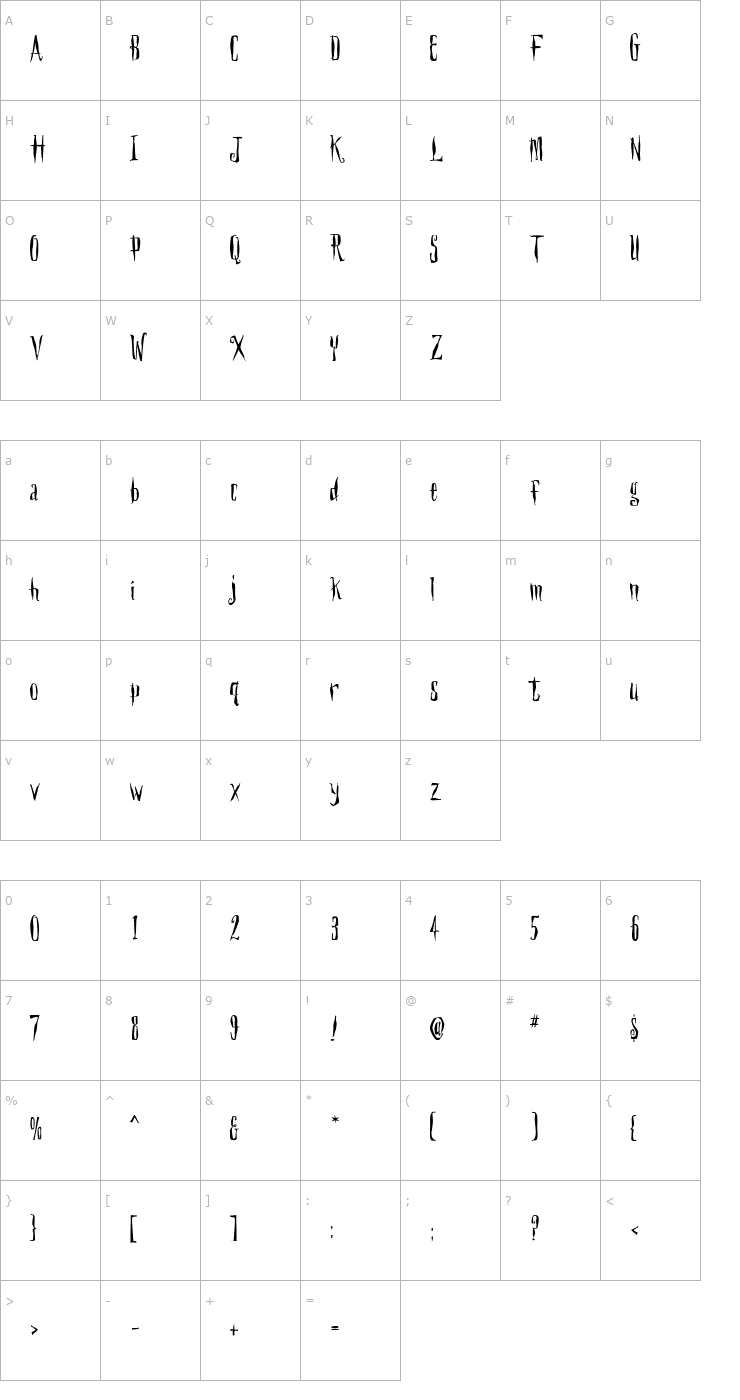 Character Map Day3 Font