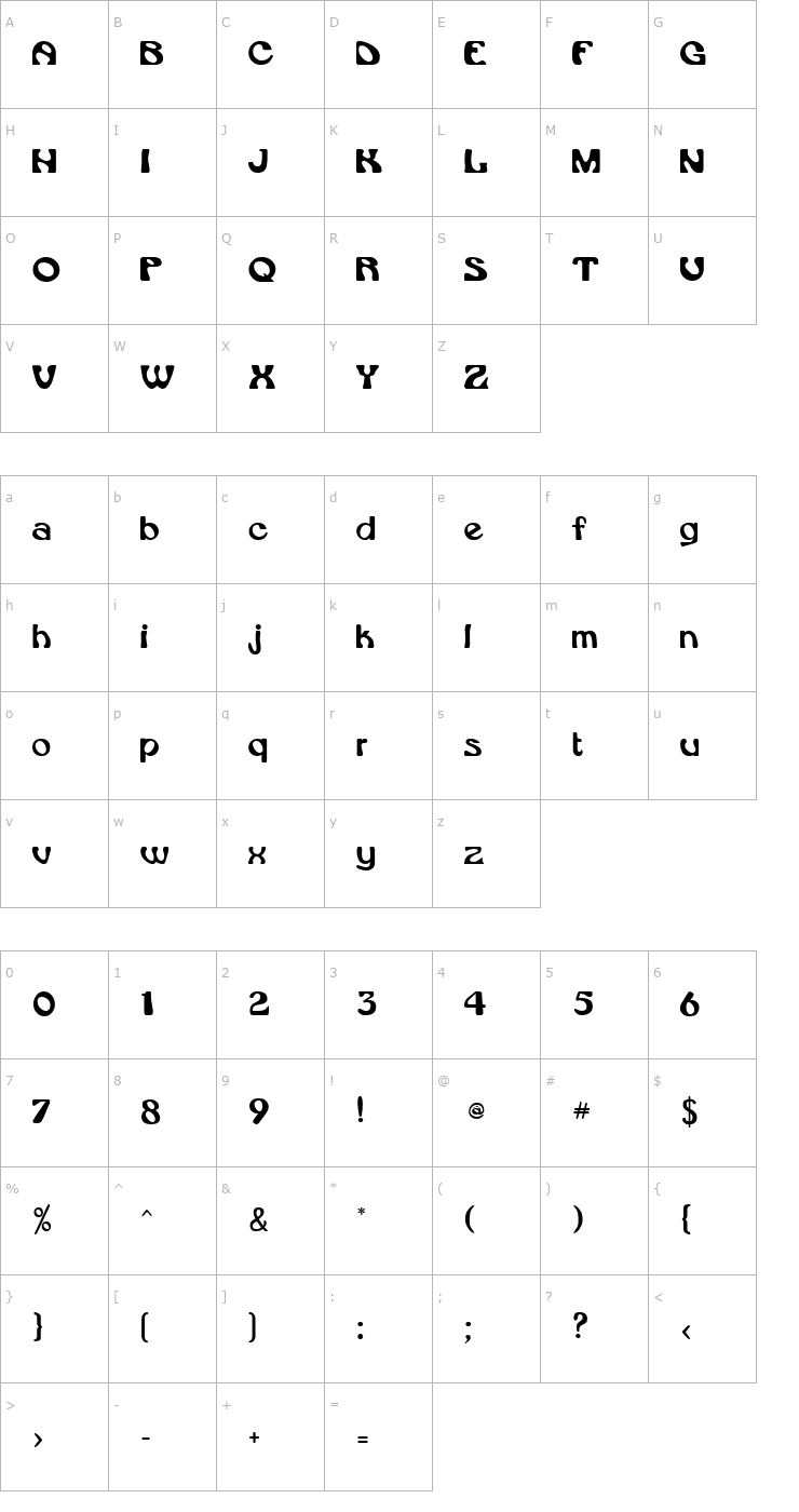 Character Map Daytona Regular Font