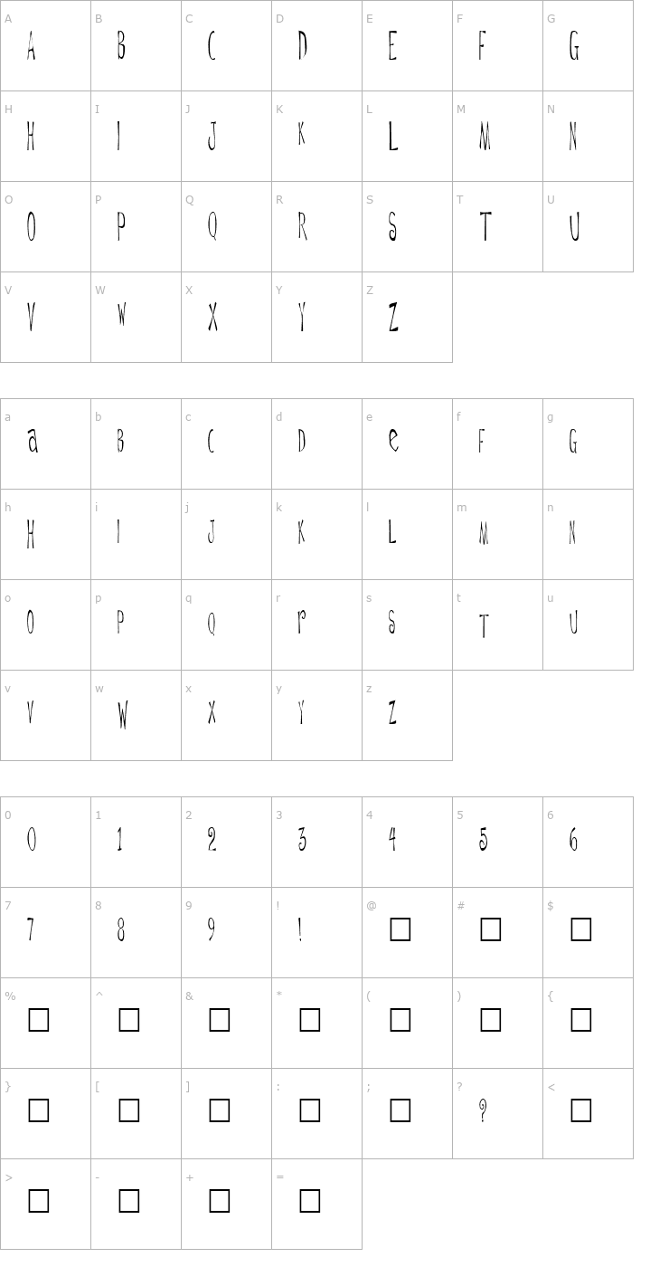 Character Map Daytripper Plain Font