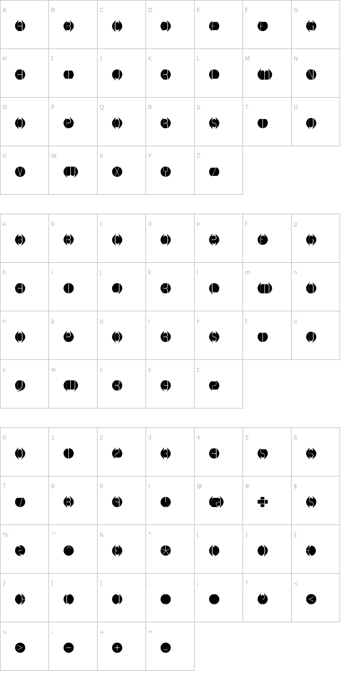 Character Map DB Layer 1 BRK Font