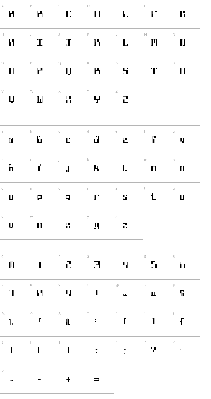 Character Map DBE Lithium Font