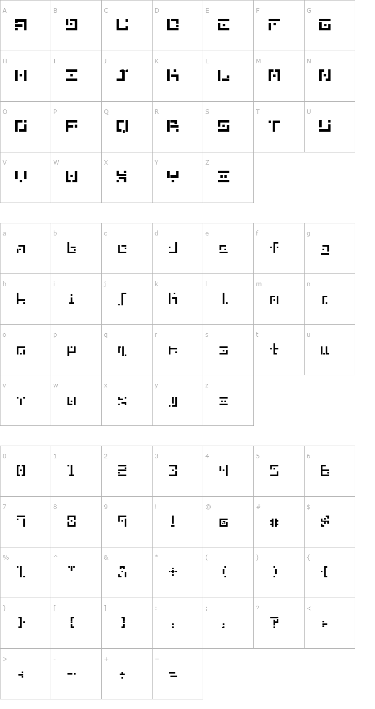 Character Map DBE Nitrogen Font