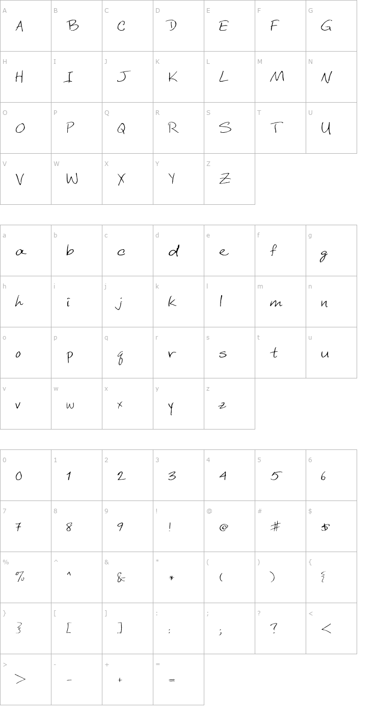 Character Map DCWri Ex Font