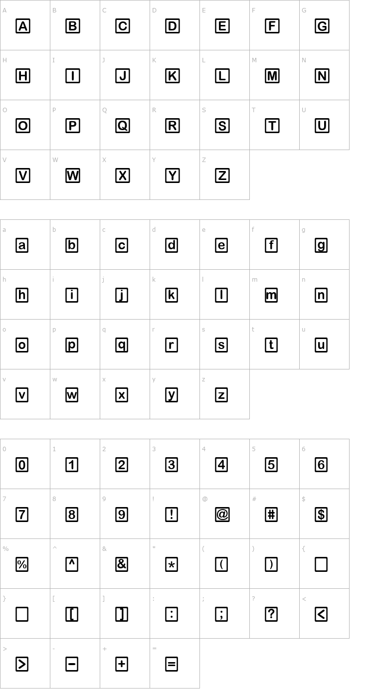 Character Map DDD Round Square Font