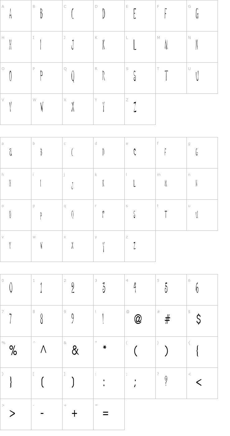 Character Map De Regular ttstd Font