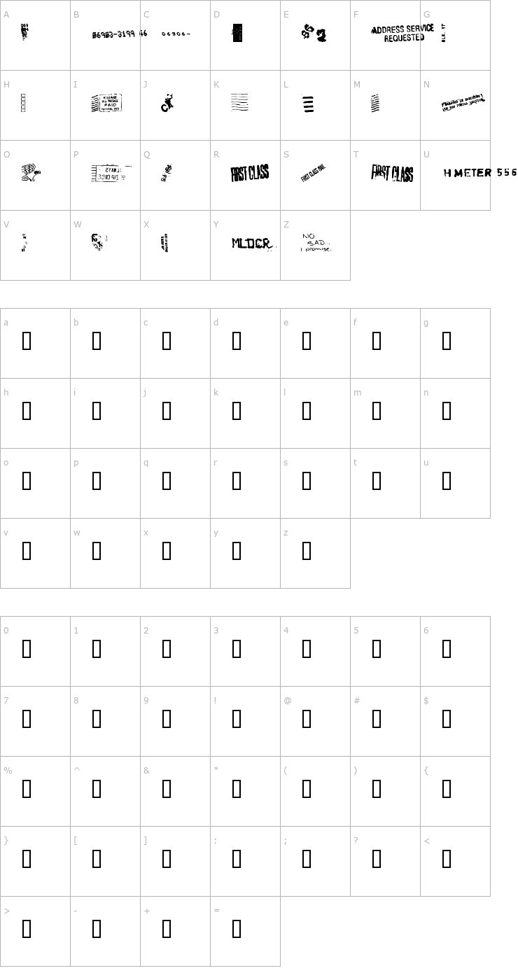 Character Map Dead Letter Office Fifteen Font