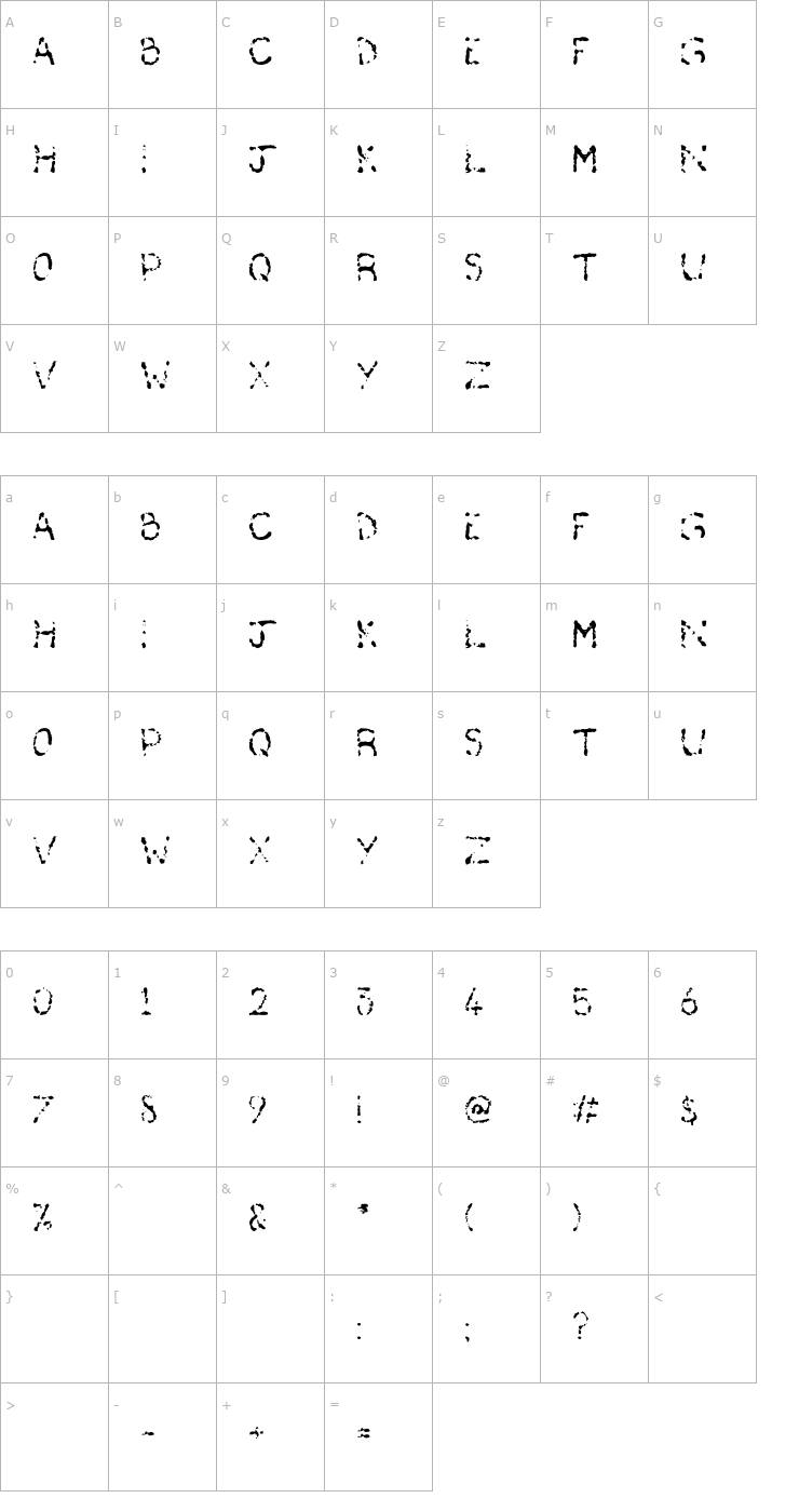 Character Map Deaf As A Post Font