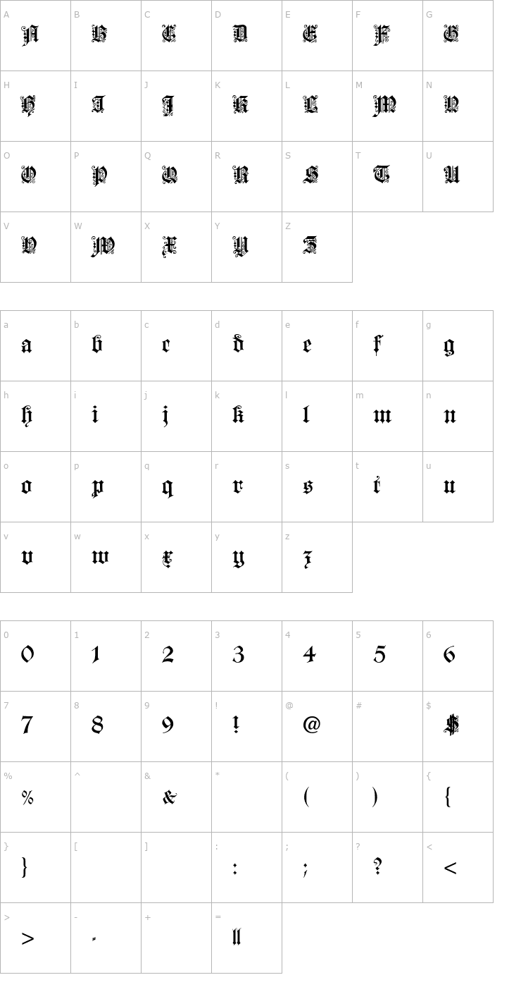 Character Map Dearest Font