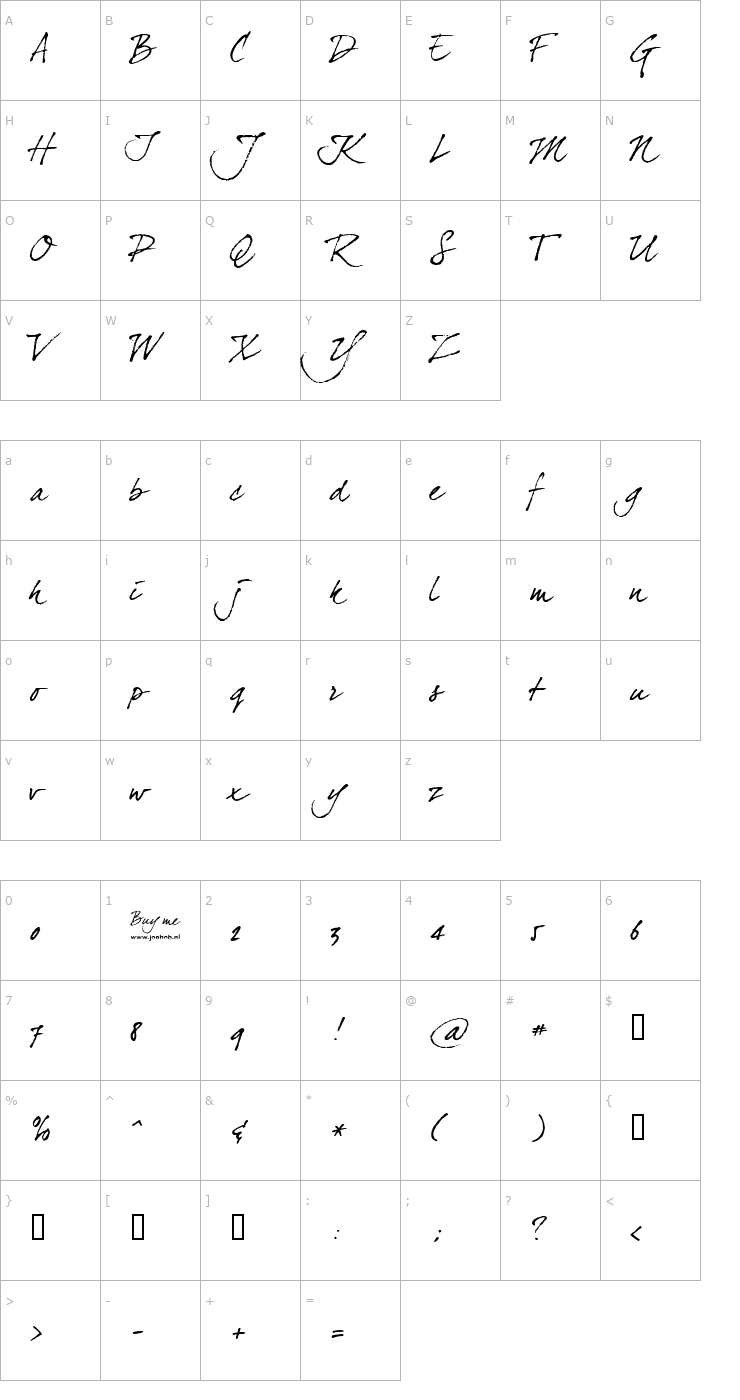 Character Map dearJoe four Font