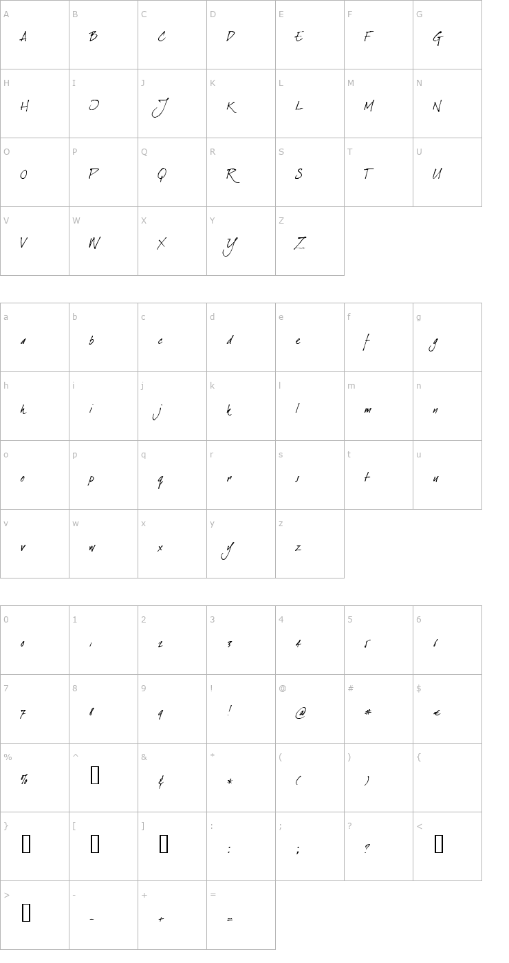 Character Map dearJoe Italic Font