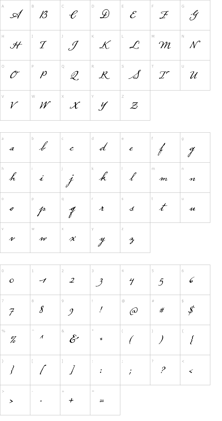 Character Map DearSarah-Regular OTF Font