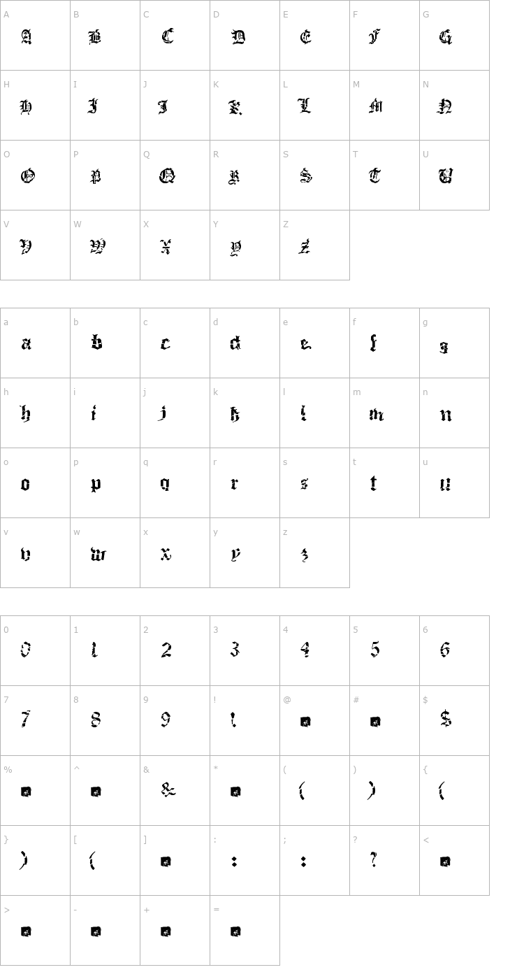 Character Map Death Fucking Metal Font