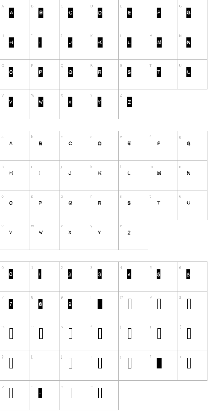 Character Map DEATH STRUGGLE Font