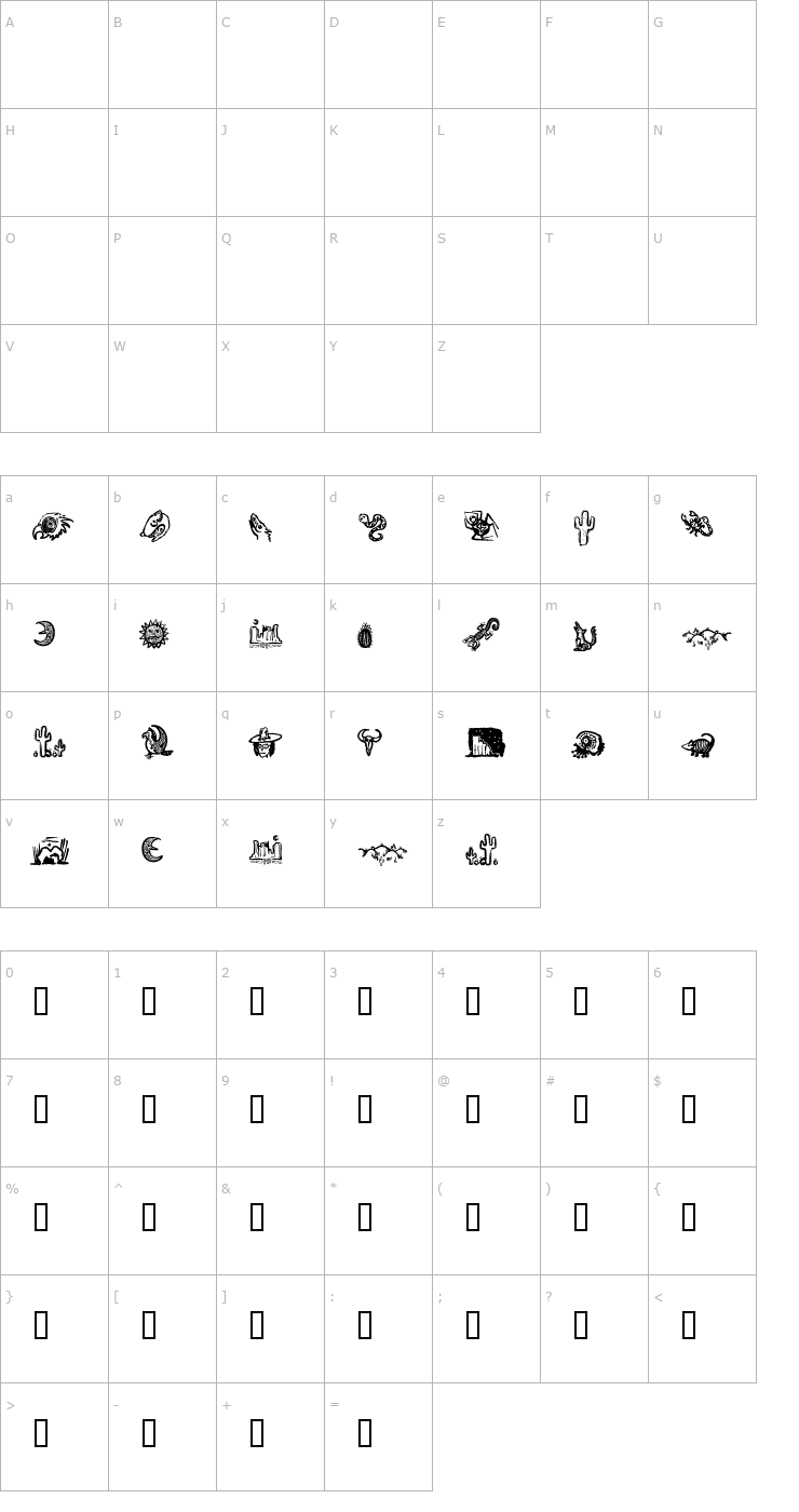 Character Map Death Valley Dingbats Font