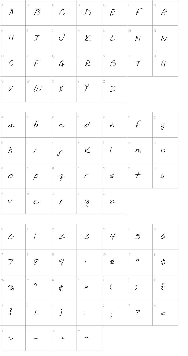 Character Map Debbijo Regular Font