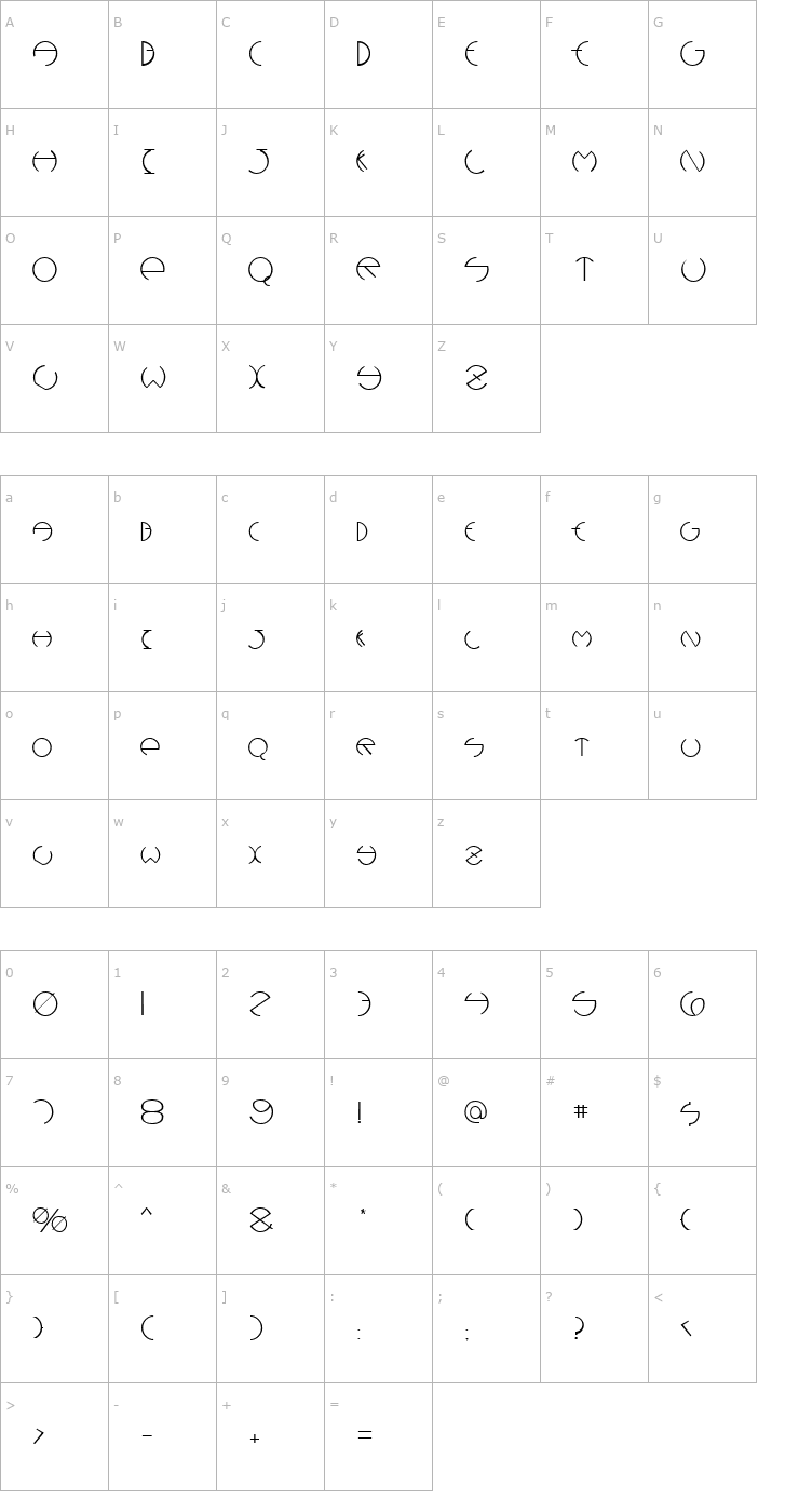 Character Map Debevic Font