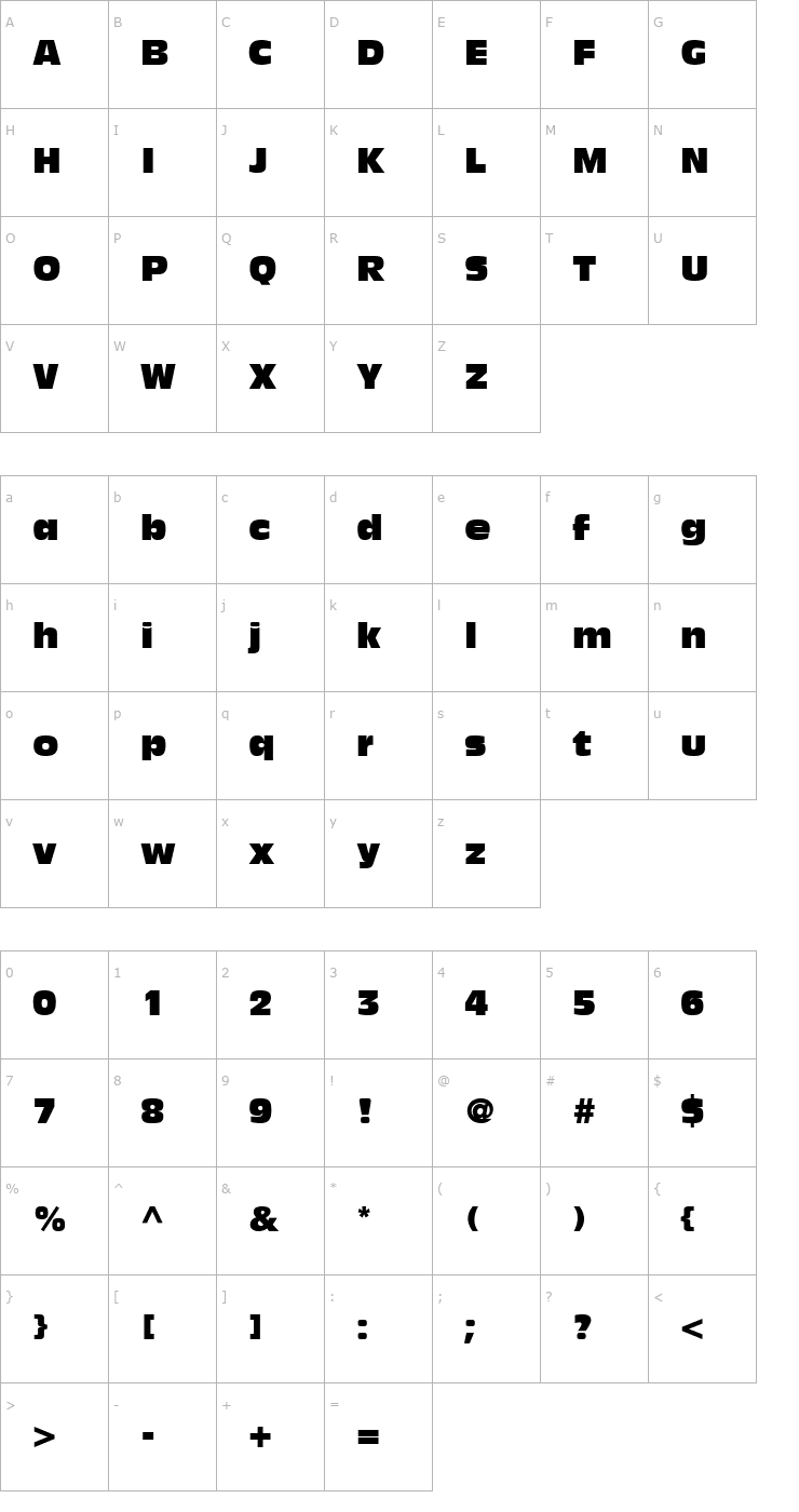 Character Map Decade Condensed SSi Condensed Font