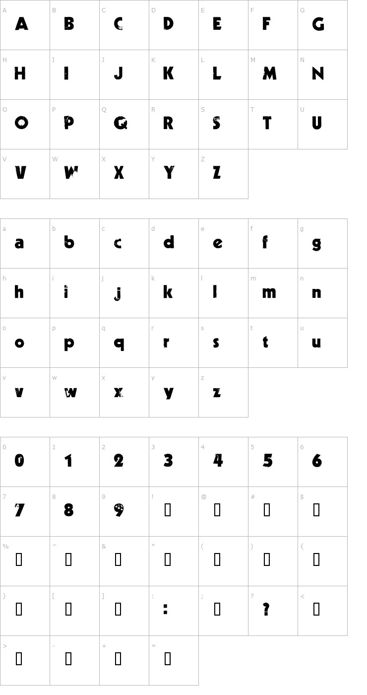 Character Map Decade Font