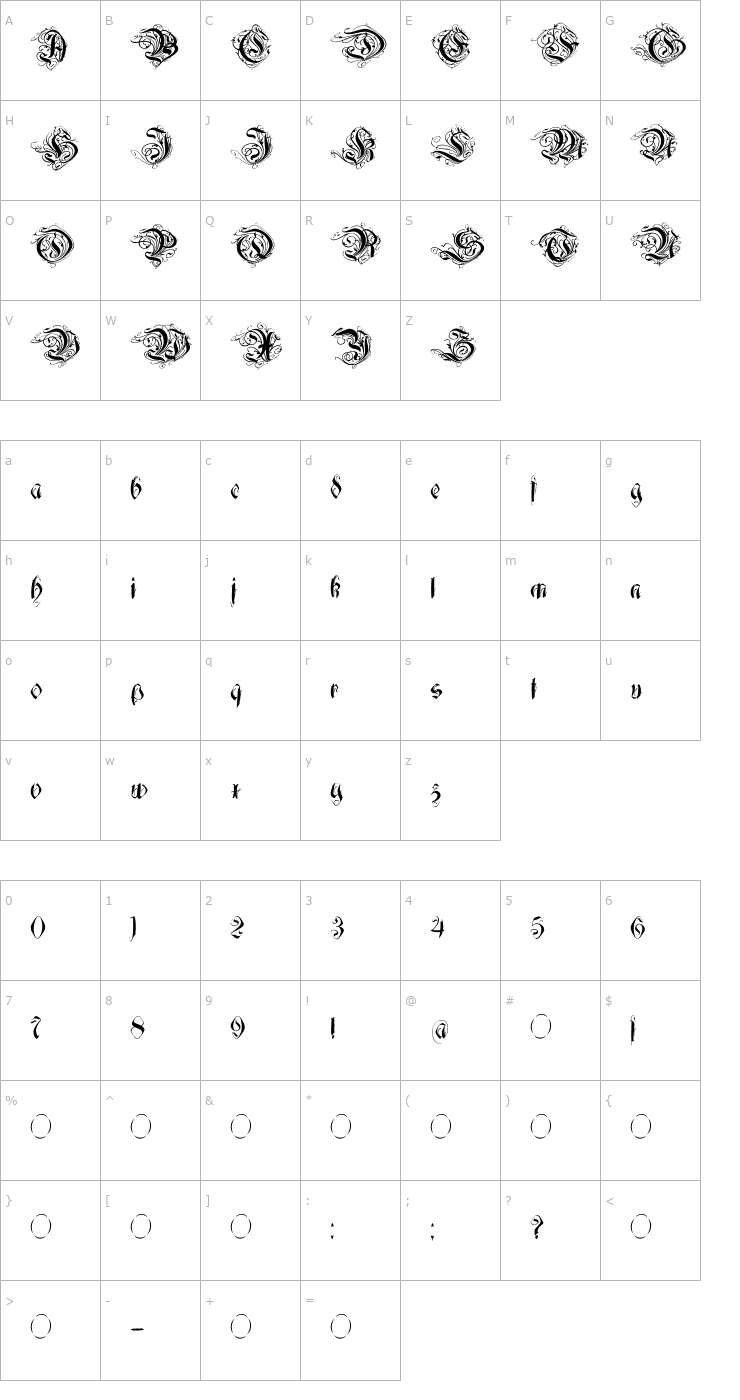 Character Map Decadentia Font