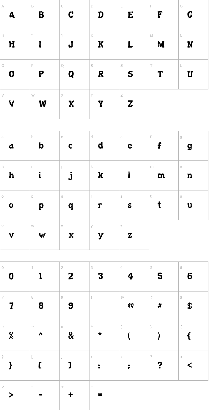 Character Map Decaying Kuntry Font