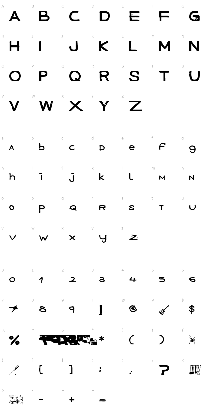 Character Map December Handmade Font