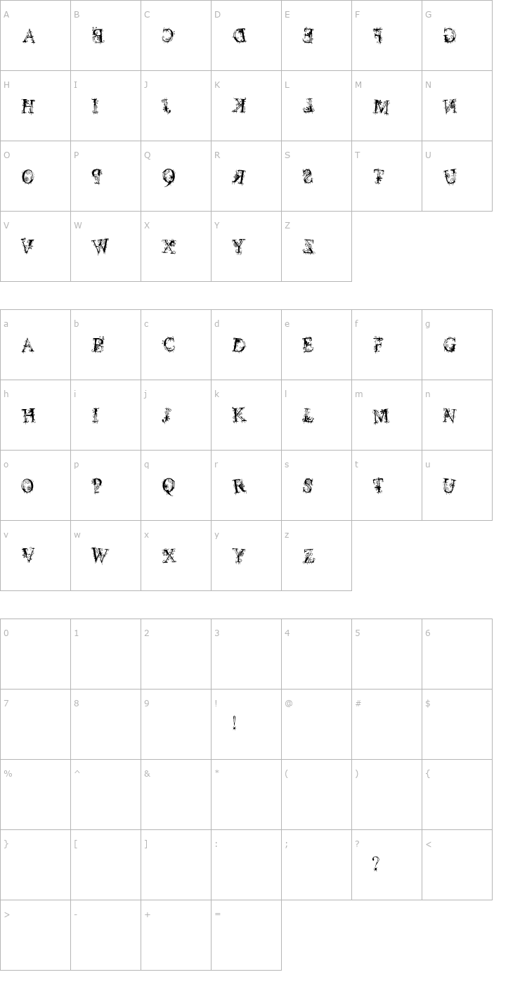 Character Map Decemberice Font