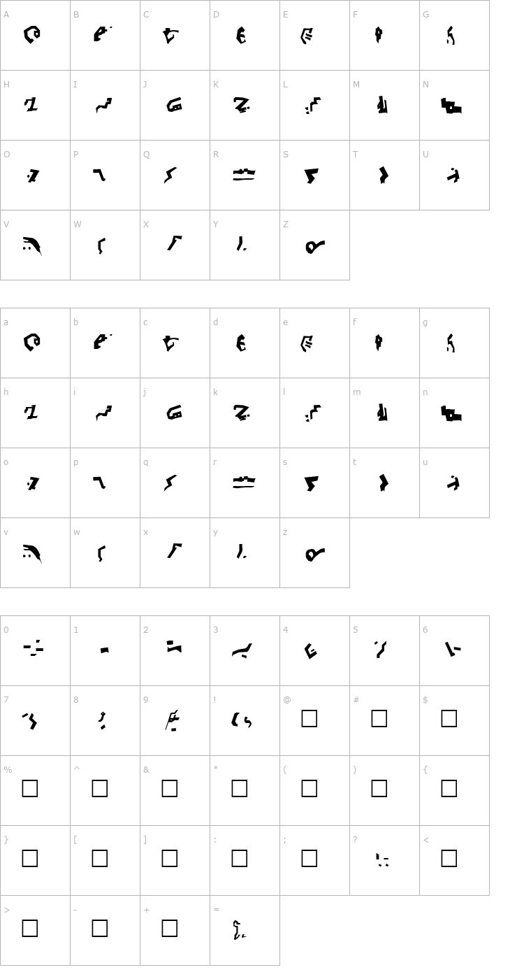 Character Map Decepticon Graffiti Font