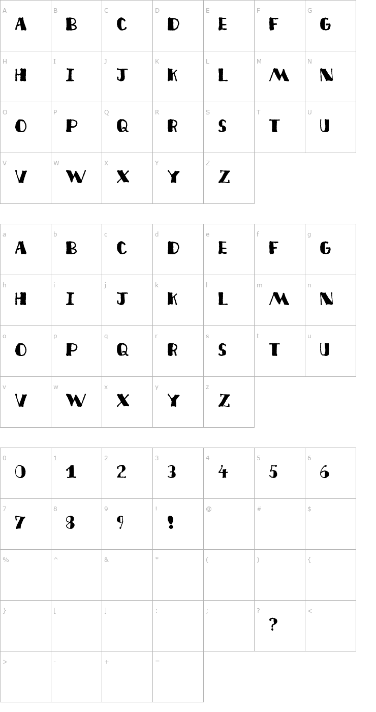 Character Map Deco Freehand Font