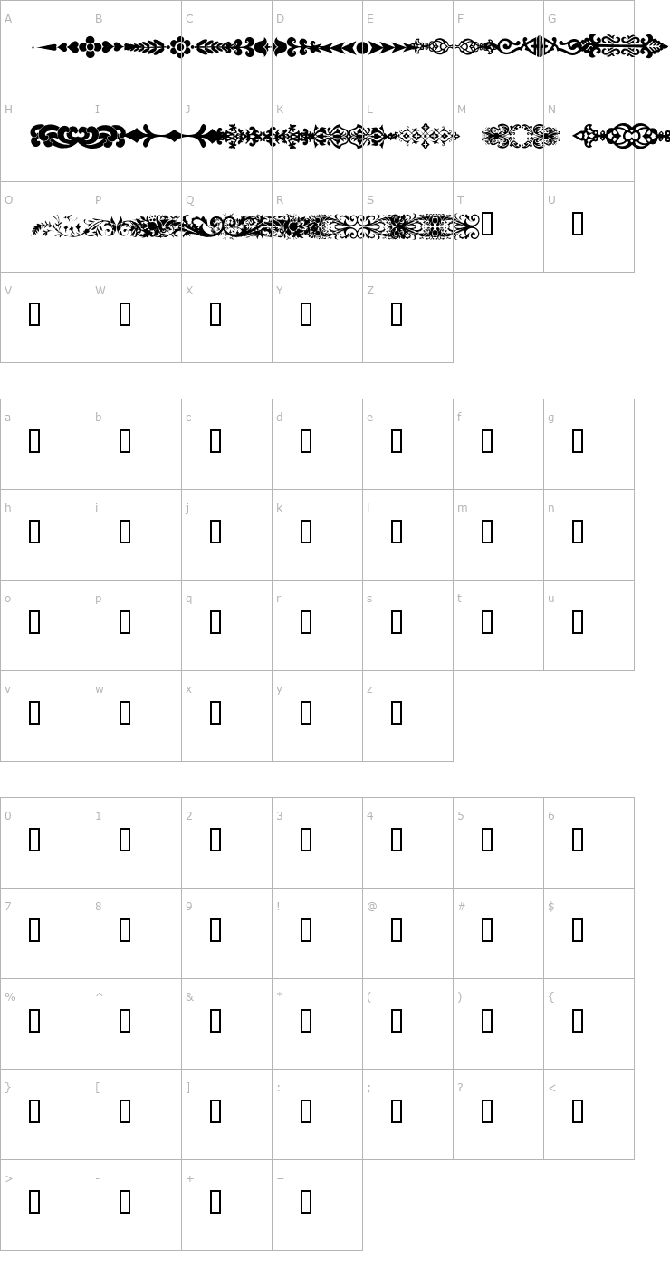 Character Map DecoDividers Font