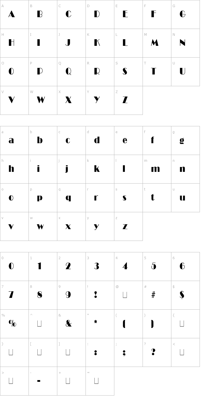 Character Map Decollage (Plain)001.001 Font