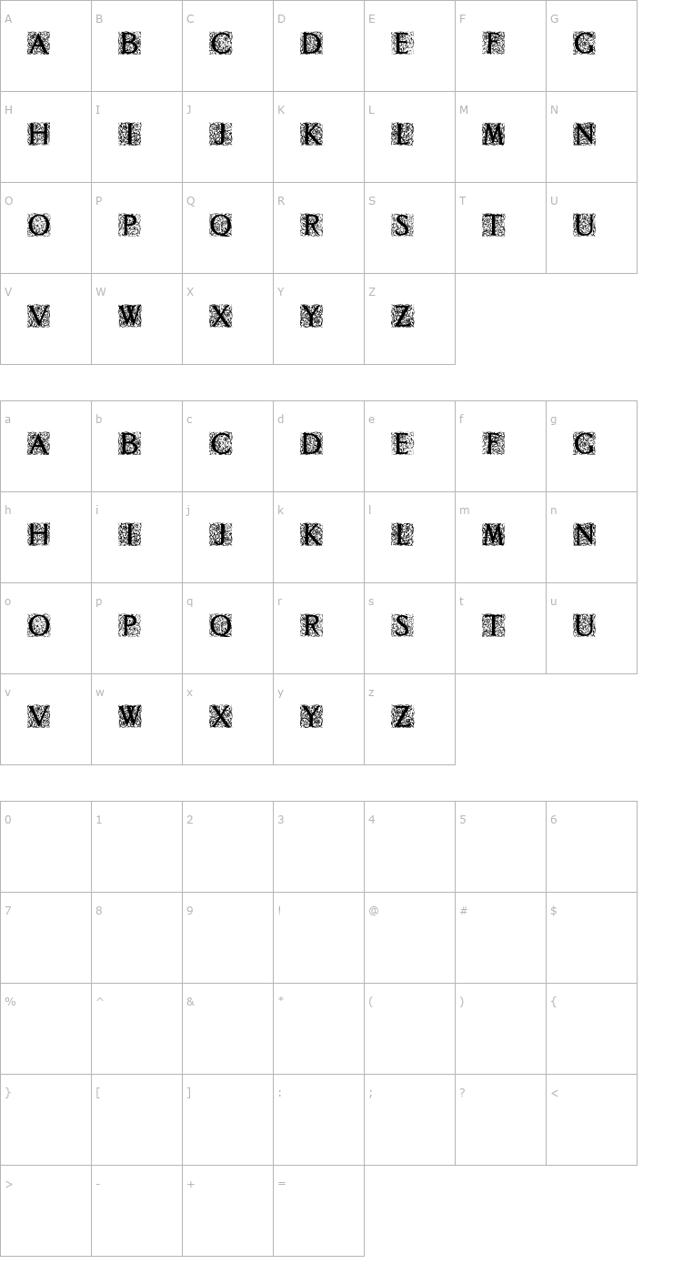 Character Map Decorated Roman Initials Font