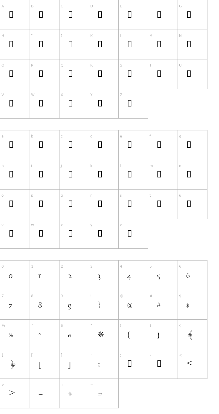 Character Map DecoType Naskh Extensions Font