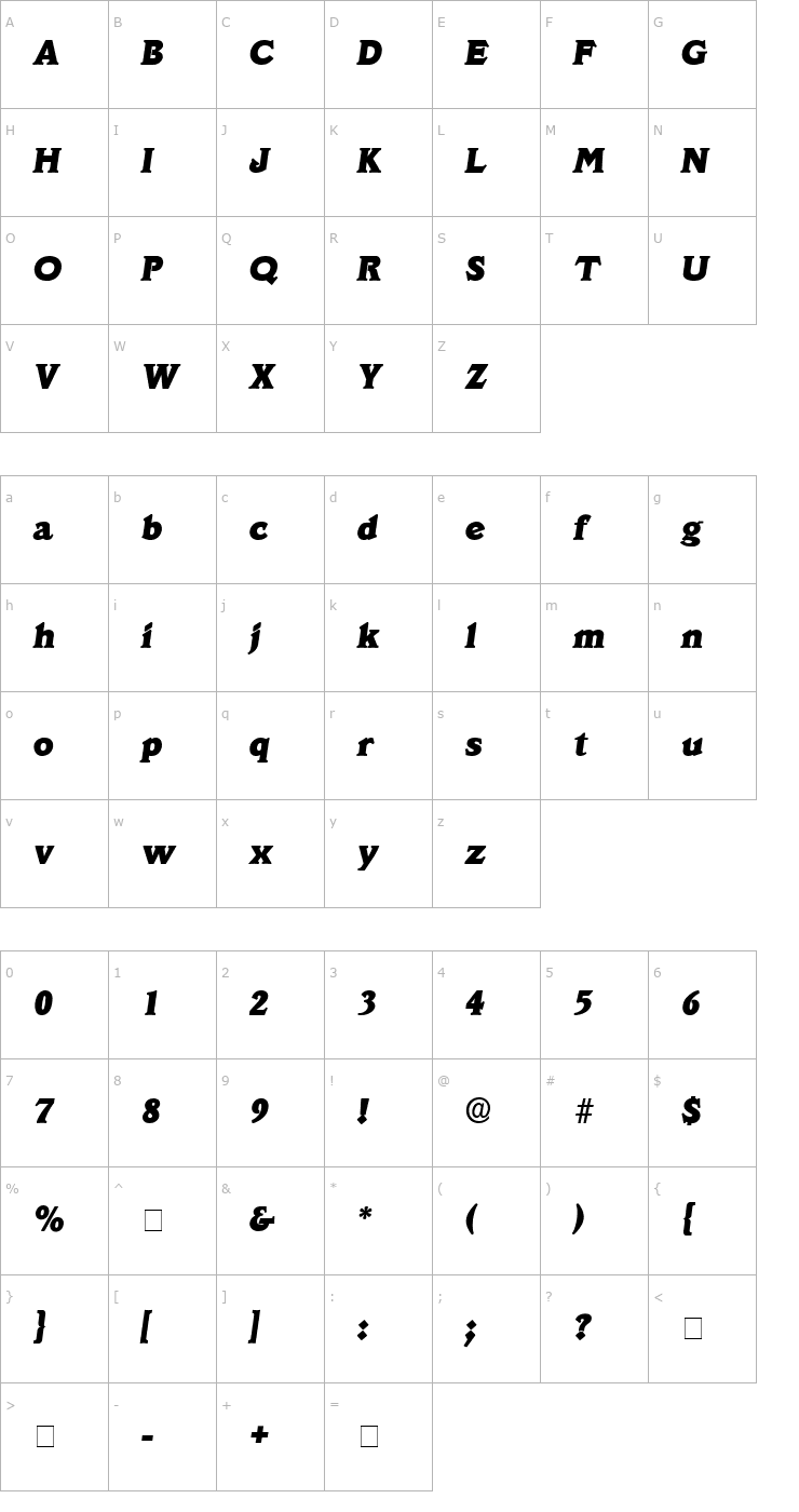 Character Map Decus SSi Italic Font